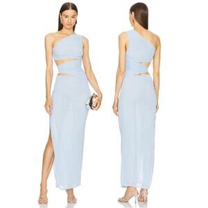 Michael Costello x REVOLVE Daphne Maxi Dress One Shoulder Party Formal Blue XXS